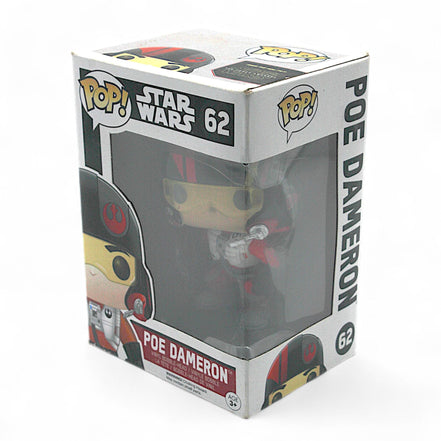 Side view of Funko Pop Poe Dameron #62 in box