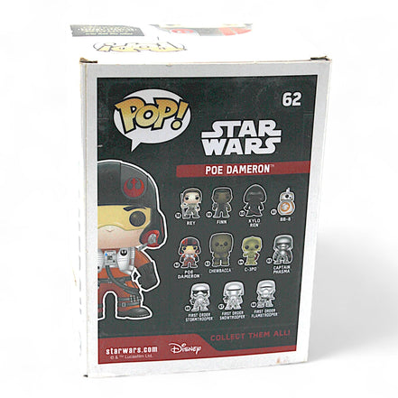 Funko Pop Poe Dameron #62 with other Star Wars figures on box