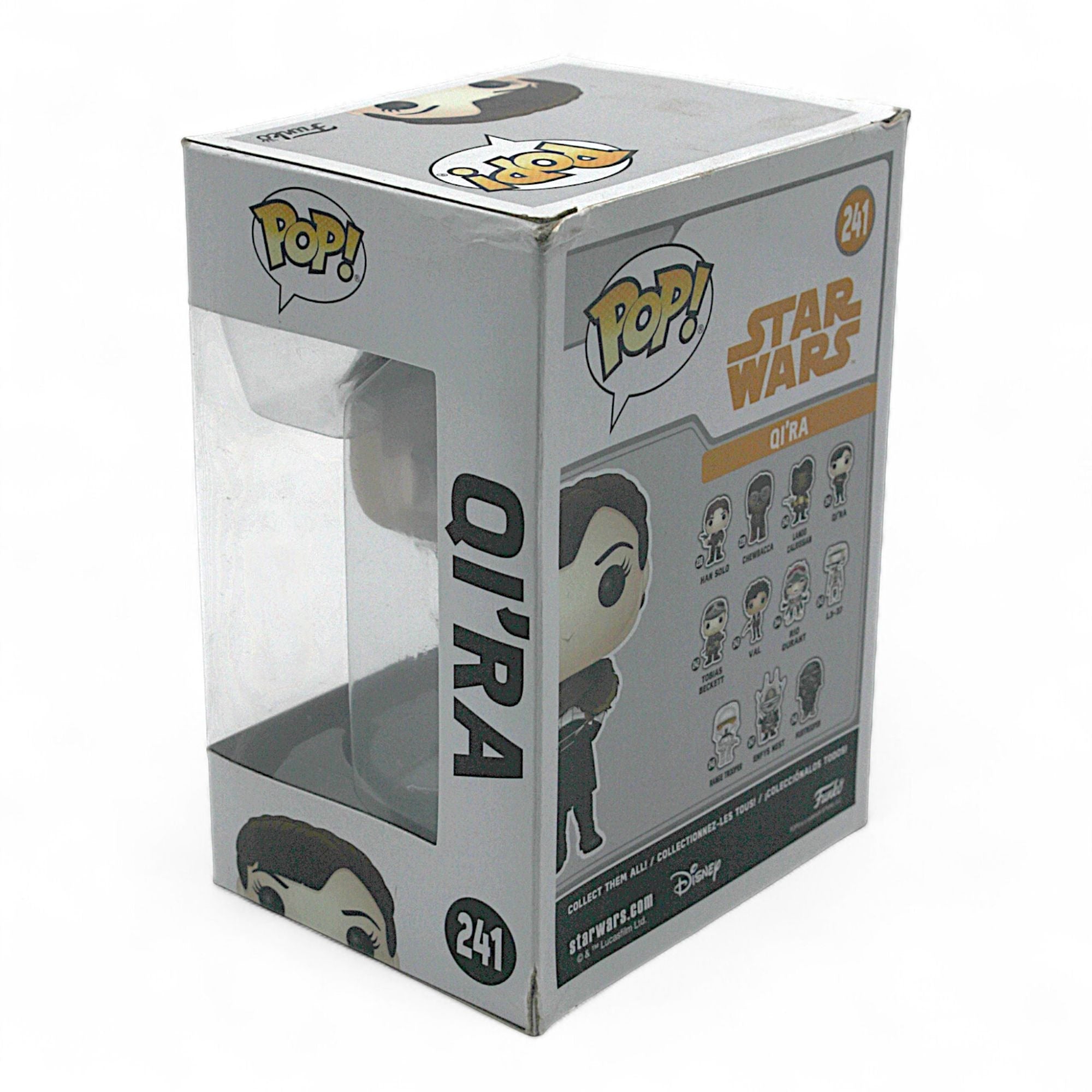 Back view of Funko Pop Qi'ra #241 Star Wars figure box