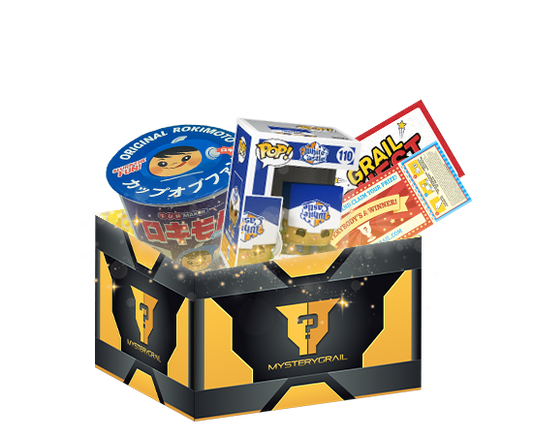 Mystery Grail box with Funko Pop and Rokimoto