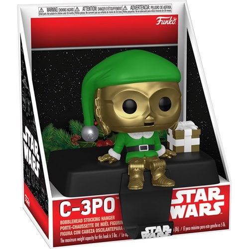 Funko Star Wars Holiday Edge-Sitter Stocking Holder featuring Chewbacca with Christmas lights