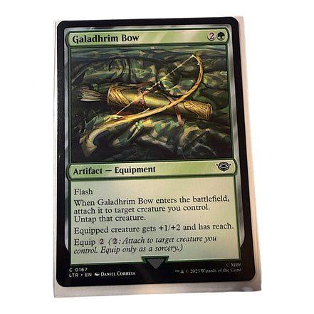 Galadhrim Bow Magic: The Gathering card showing artifact equipment details