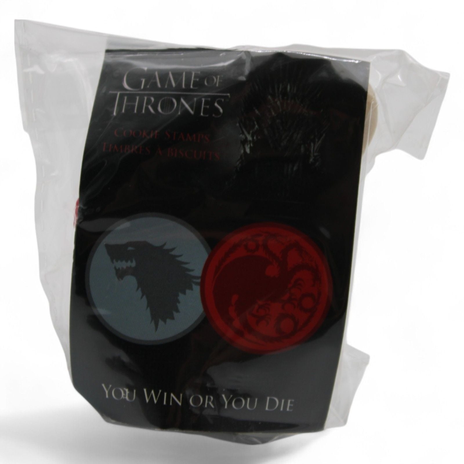 Game Of Thrones cookie stamps set in packaging featuring house sigils