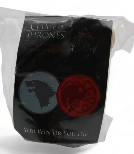 Game Of Thrones cookie stamps set in packaging featuring house sigils