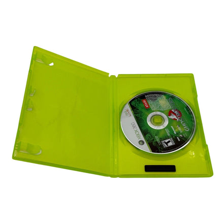 Open Xbox 360 case showing Ghostbusters game disc