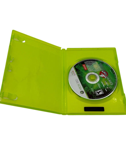 Open Xbox 360 case showing Ghostbusters game disc