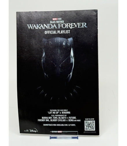 Back cover of Gold Goblin #5 with Wakanda Forever official playlist