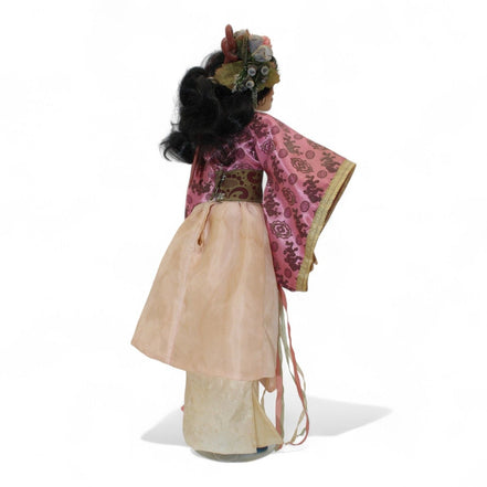 Handcrafted Porcelain Doll with Pink & Gold Dragon EmbroideryHandmadeFashion Dollasian dollcollectible dollcultural decor4