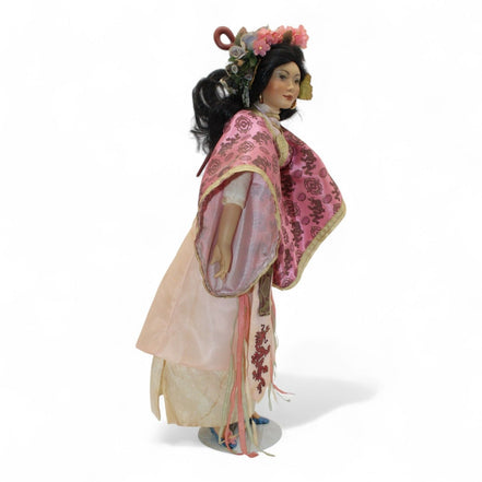 Handcrafted Porcelain Doll with Pink & Gold Dragon EmbroideryHandmadeFashion Dollasian dollcollectible dollcultural decor5
