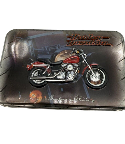 Harley-Davidson Dyna Super Glide collector tin with motorcycle image