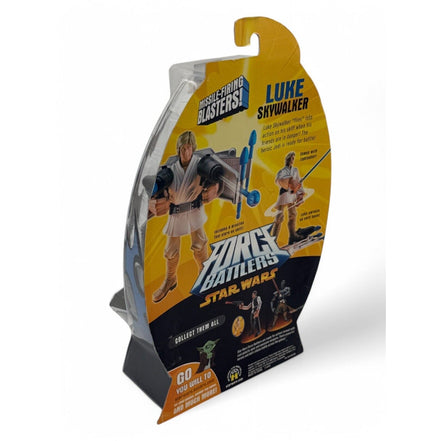 Back view of Hasbro Star Wars Luke Skywalker Force Battlers action figure with product information