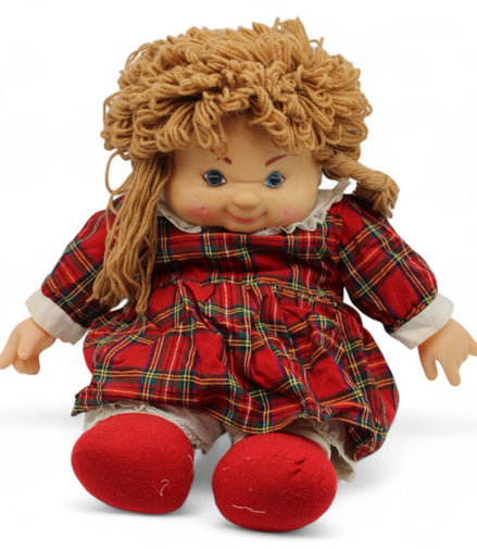 Heather Christmas doll with tartan dress and yarn hair