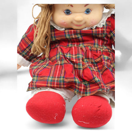 Heather doll's tartan dress and red shoes