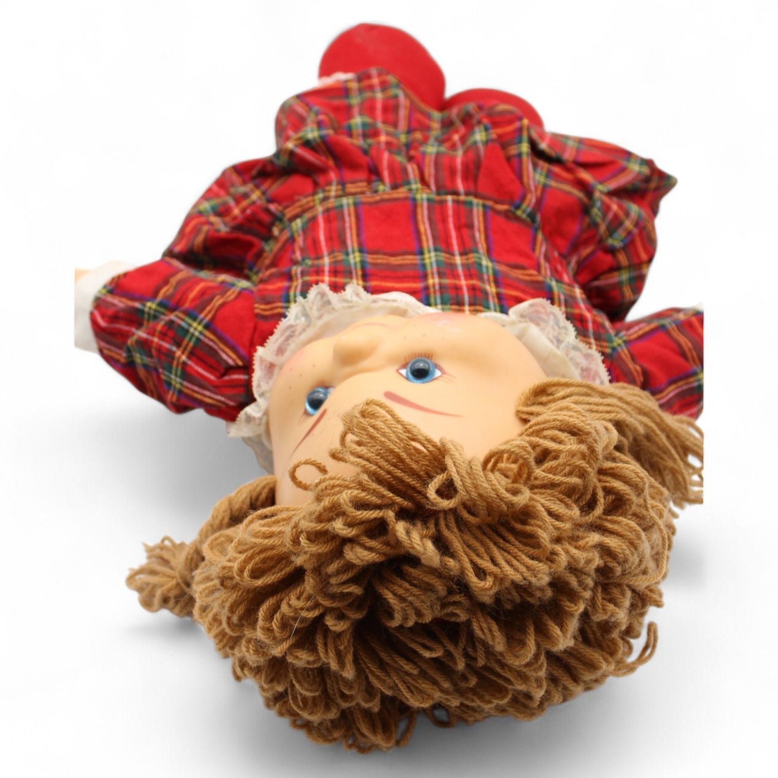 Heather Christmas doll with tartan dress and yarn hair