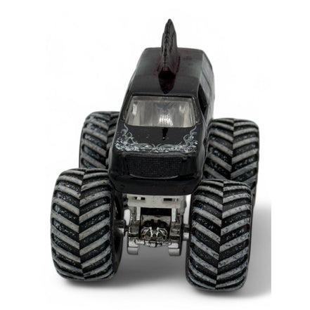 Detailed view of Mohawk Warrior truck's black mohawk and design