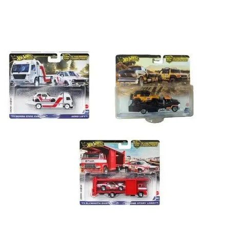 Hot Wheels Team Transport 2025 collection featuring various models in packaging