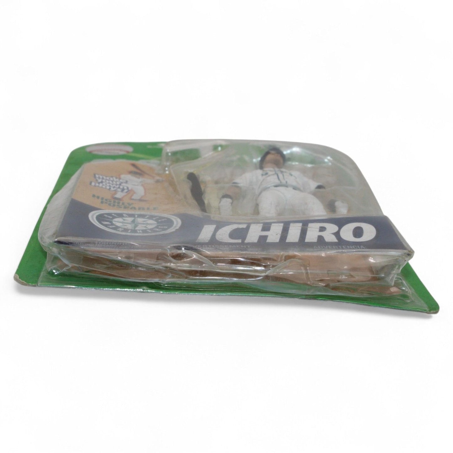Packaged toy figure of a baseball player with 'Ichiro' branding on a white background