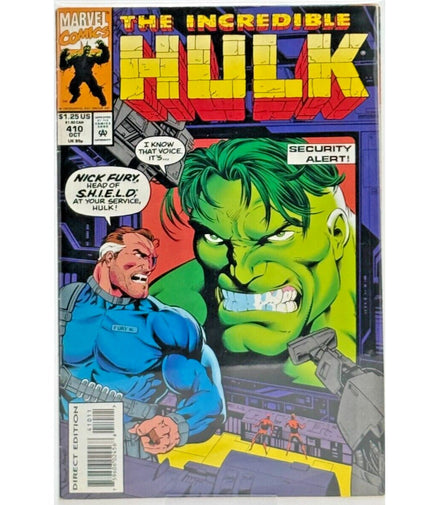 Incredible Hulk #410 comic cover featuring Hulk and Nick Fury