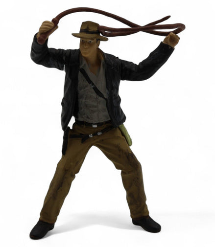 Indiana Jones collectible figure with dynamic whip action pose