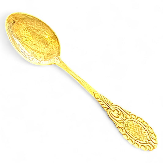 Vintage Pineapple Design Teaspoon 4.5" Gold-Tone Made In China