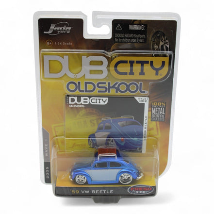 Jada Toys Dub City '59 VW Beetle 1:64 Die - Cast Model – 1:64 scaleJada ToysDiecast Car1:64 scale59 VW Beetleblue silver model1