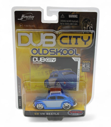 Jada Toys Dub City '59 VW Beetle 1:64 Die - Cast Model – 1:64 scaleJada ToysDiecast Car1:64 scale59 VW Beetleblue silver model1