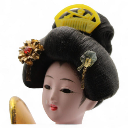 Japanese Geisha Doll with Black & Red Kimono and Gold Obi – japanese artFlip Side CollectiblesGeisha Dollasian artblack kimonocollectible doll5