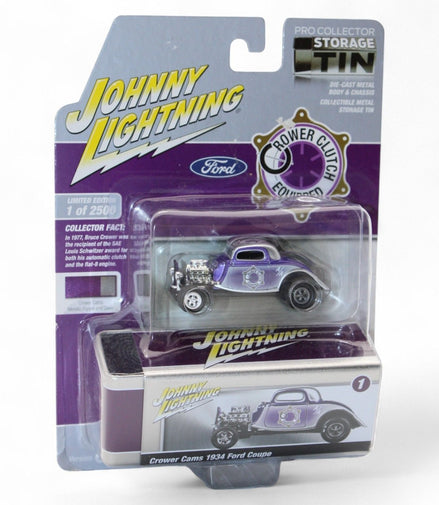 Johnny Lightning 1934 Ford Coupe Die - Cast with Collector TinJohnny LightningDiecast Car1934 Ford Coupeautomobile collectiblecollector tin1