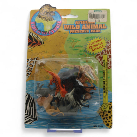 Front view of King Of The Jungle African Wild Animal Toy Set packaging