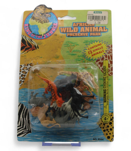 Front view of King Of The Jungle African Wild Animal Toy Set packaging