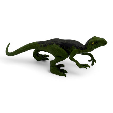 Green Velociraptor action figure with movable limbs from Jurassic World