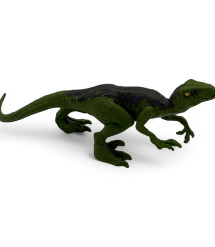 Green Velociraptor action figure with movable limbs from Jurassic World