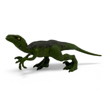 Front view of the green Velociraptor action figure by Mattel