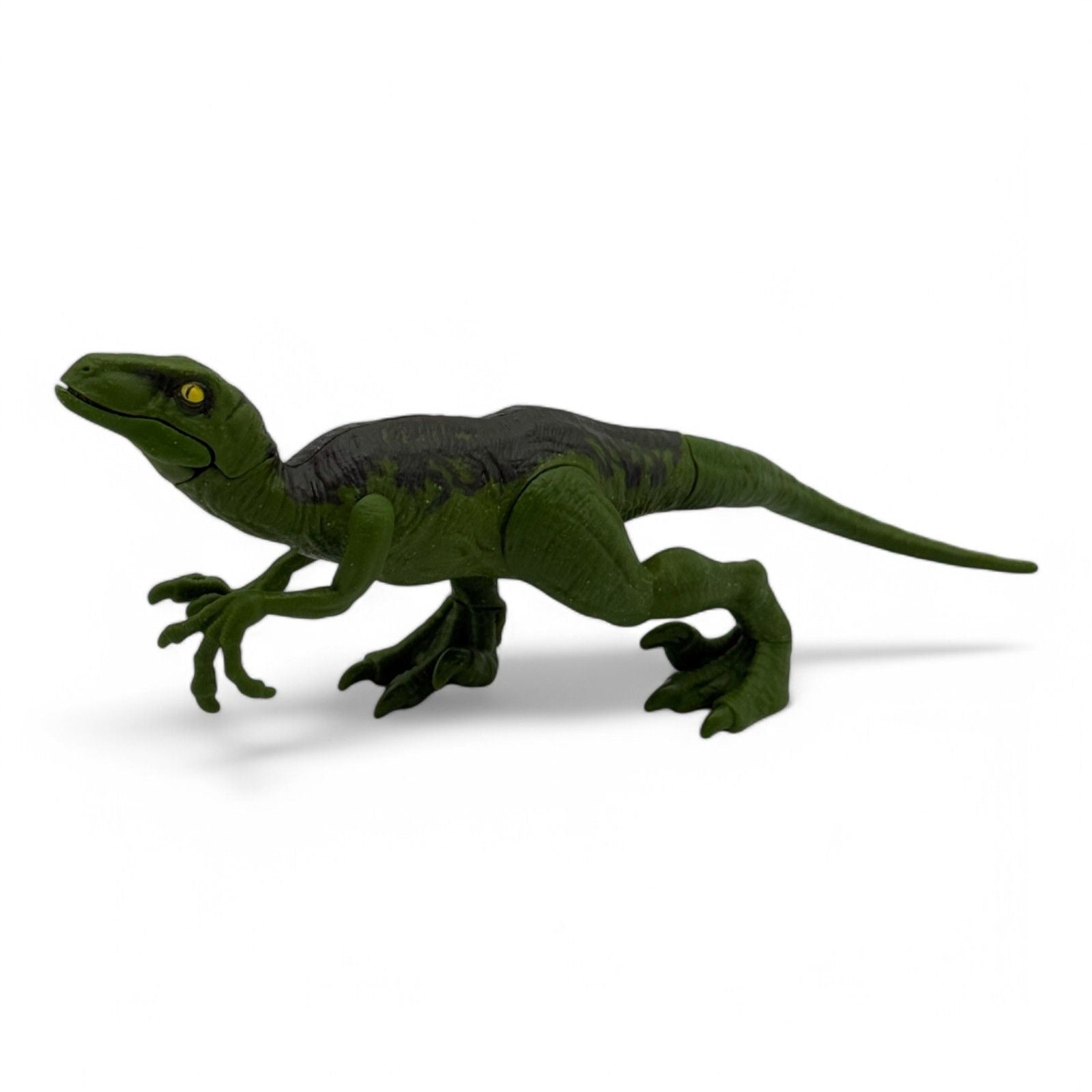 Front view of the green Velociraptor action figure by Mattel