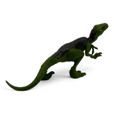 Green Velociraptor action figure with movable limbs from Jurassic World