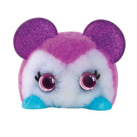 Front view of KaPoof Pets Miki plush toy with purple ears