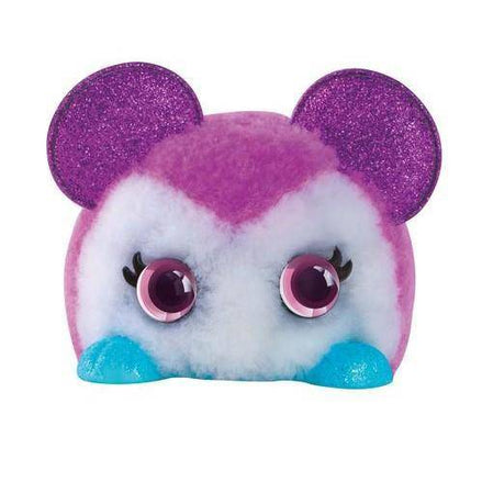 Front view of KaPoof Pets Miki plush toy with purple ears