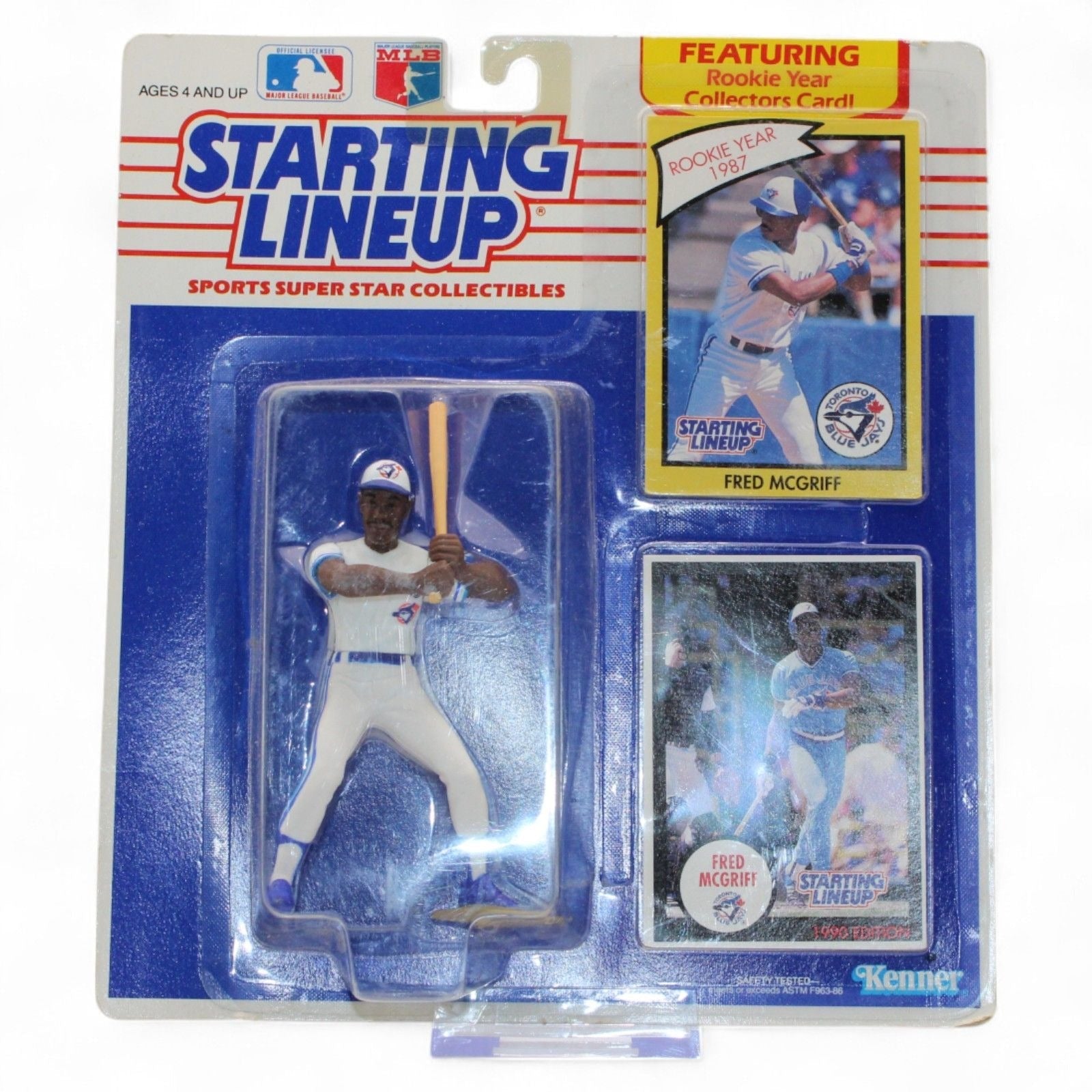 Kenner 1990 Fred McGriff Starting Lineup figure with rookie card in packaging