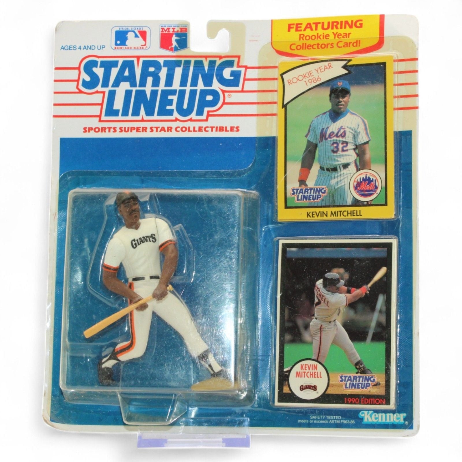 Kenner 1990 Kevin Mitchell figure in Giants uniform with rookie card
