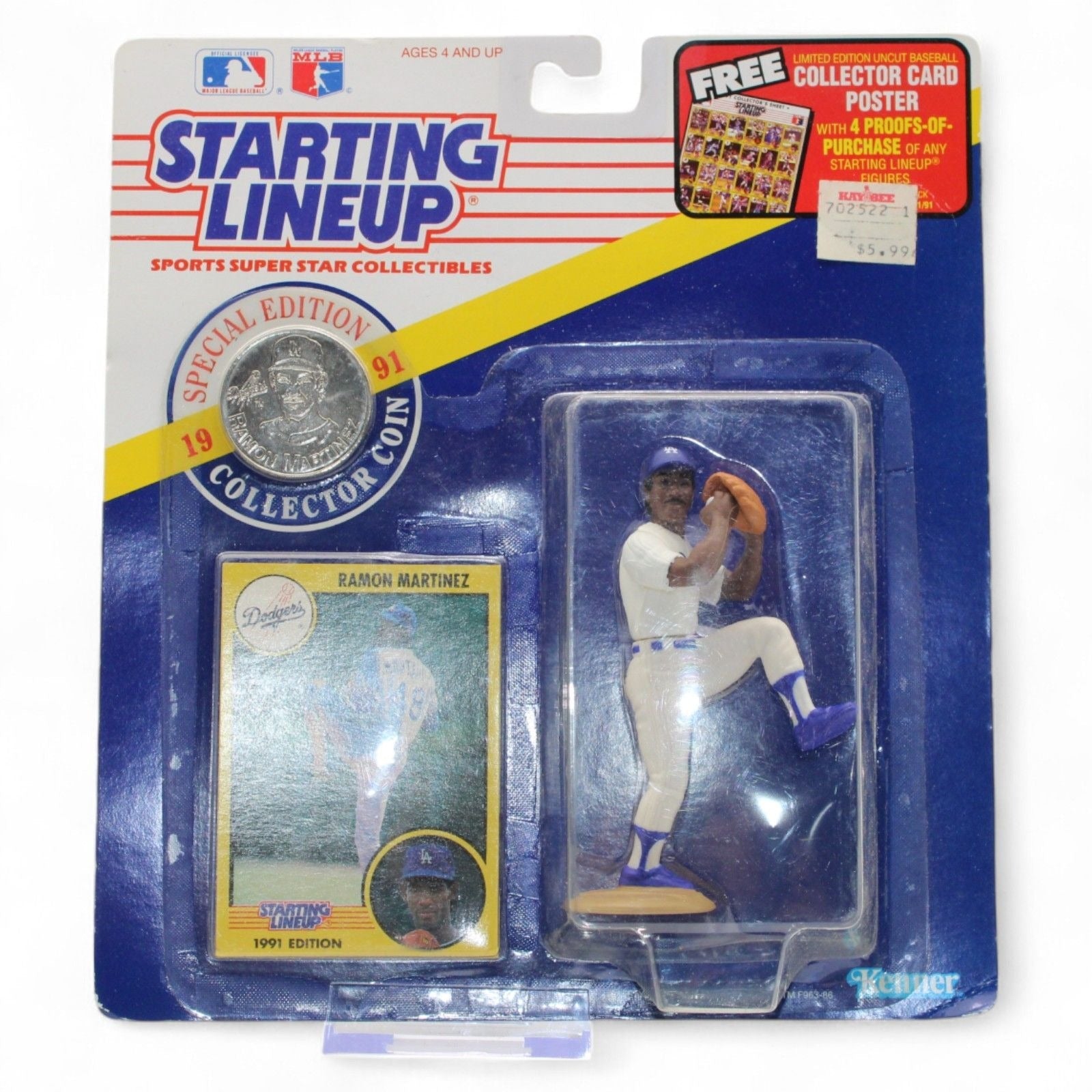 Kenner 1991 Ramon Martinez figurine in packaging with collector card and coin