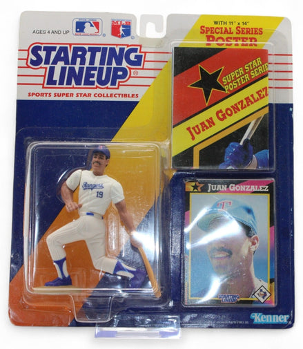 Kenner 1992 Juan Gonzalez figure with poster and card packaging