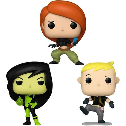 Kim Possible Funko Pop vinyl figures featuring Kim, Ron, and Shego