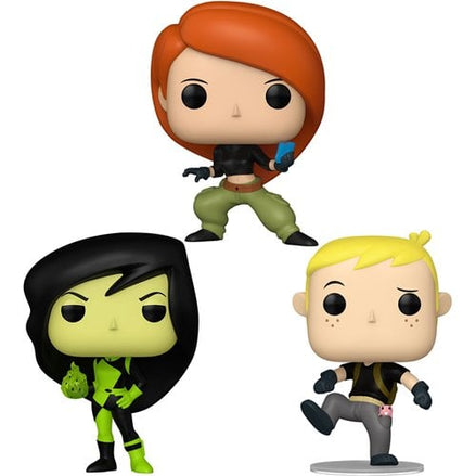 Kim Possible Funko Pop vinyl figures featuring Kim, Ron, and Shego