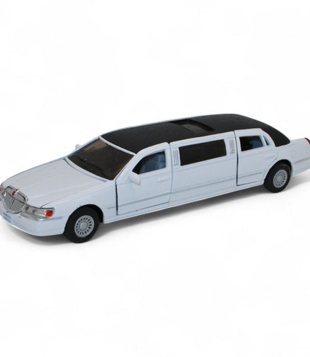 1999 Lincoln Town Car die-cast model with black top and white body