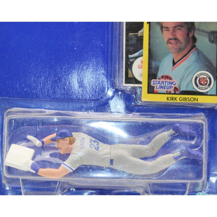 Close-up of Kirk Gibson action figure and rookie card