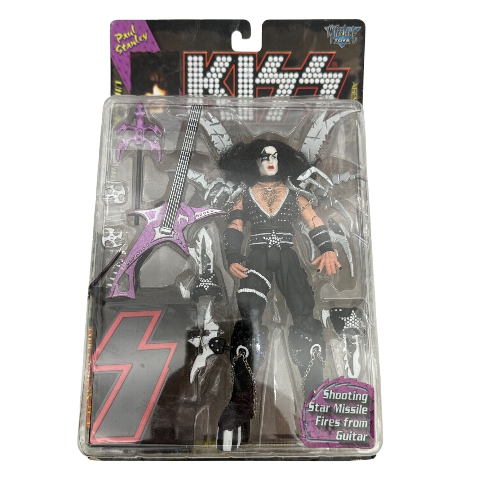 KISS Paul Stanley action figure in original packaging with Shooting Star guitar