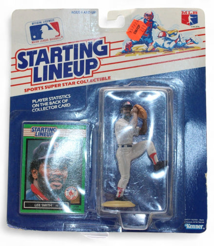 Lee Smith 1989 MLB action figure in Red Sox uniform with collector card