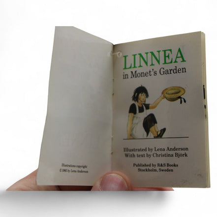 Linnea Doll with Mini Book from Monet's Garden – storybook – collectibleR&S BooksDollart inspiredblack haircloth doll6