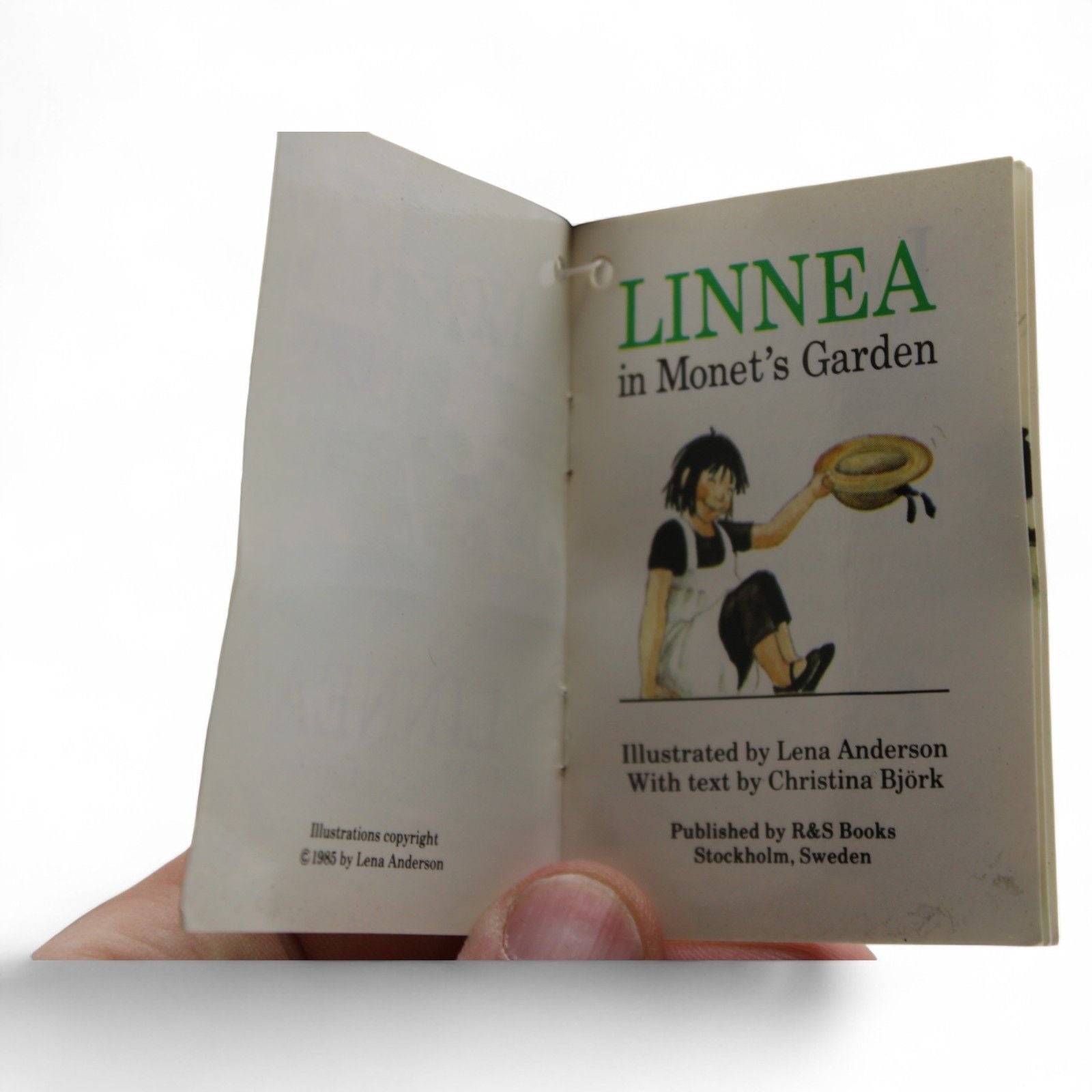 Linnea Doll with Mini Book from Monet's Garden – storybook – collectibleR&S BooksDollart inspiredblack haircloth doll6