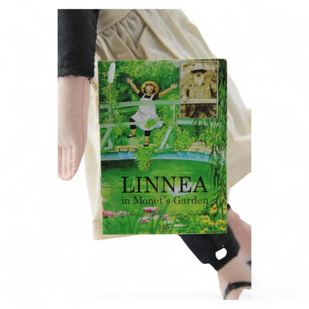 Linnea Doll with Mini Book from Monet's Garden – storybook – collectibleR&S BooksDollart inspiredblack haircloth doll5